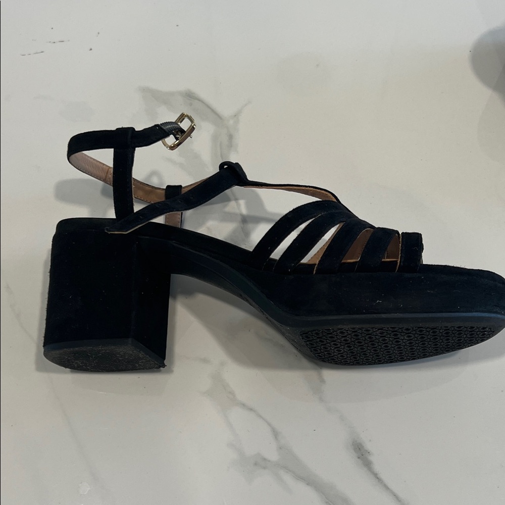 Geox Black Strappy Block Heels - Picture 2 of 6
